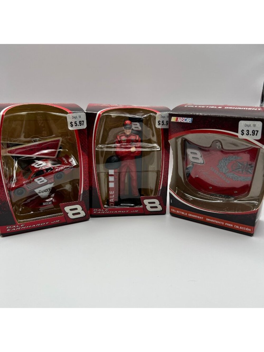 Dale Earnhardt Jr. #8 NASCAR Collectible Ornaments Set With Car Driver Figure &
